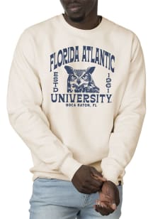 Uscape Florida Atlantic Owls Mens White Premium Heavyweight Long Sleeve Crew Sweatshirt