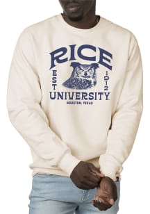 Uscape Rice Owls Mens White Premium Heavyweight Long Sleeve Crew Sweatshirt