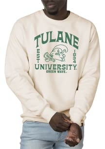 Uscape Tulane Green Wave Mens White Premium Heavyweight Long Sleeve Crew Sweatshirt