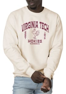 Uscape Virginia Tech Hokies Mens White Premium Heavyweight Long Sleeve Crew Sweatshirt