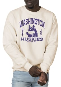 Uscape Washington Huskies Mens White Premium Heavyweight Long Sleeve Crew Sweatshirt