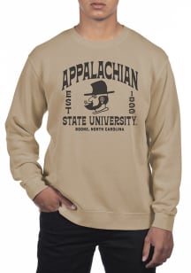 Uscape Appalachian State Mountaineers Mens Tan Pigment Dyed Fleece Long Sleeve Crew Sweatshirt