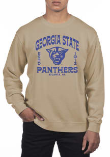 Uscape Georgia State Panthers Mens Tan Pigment Dyed Fleece Long Sleeve Crew Sweatshirt