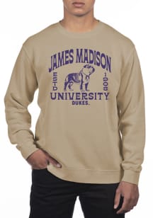 Uscape James Madison Dukes Mens Tan Pigment Dyed Fleece Long Sleeve Crew Sweatshirt