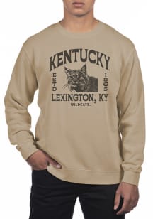 Uscape Kentucky Wildcats Mens Tan Pigment Dyed Fleece Long Sleeve Crew Sweatshirt