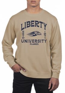 Uscape Liberty Flames Mens Tan Pigment Dyed Fleece Long Sleeve Crew Sweatshirt