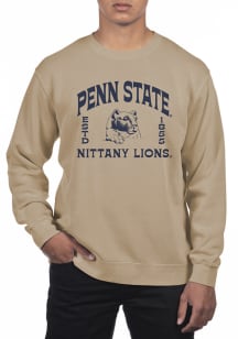Uscape Penn State Nittany Lions Mens Tan Pigment Dyed Fleece Long Sleeve Crew Sweatshirt