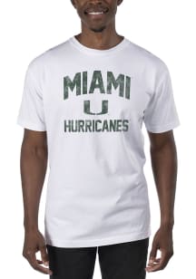 Uscape Miami Hurricanes White Garment Dyed Short Sleeve T Shirt