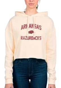 Uscape Arkansas Razorbacks Womens White Crop Hooded Sweatshirt