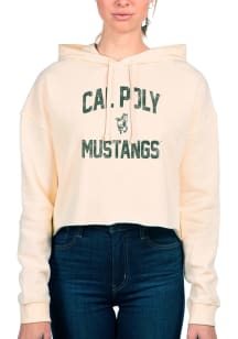 Uscape Cal Poly Mustangs Womens White Crop Hooded Sweatshirt