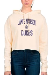 Uscape James Madison Dukes Womens White Crop Hooded Sweatshirt