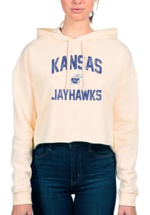 Uscape Kansas Jayhawks Womens White Crop Hooded Sweatshirt