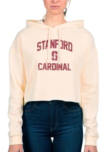 Uscape Stanford Cardinal Womens White Crop Hooded Sweatshirt