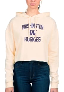 Uscape Washington Huskies Womens White Crop Hooded Sweatshirt