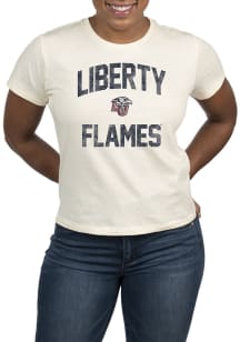 Uscape Liberty Flames Womens White Vintage Logo Short Sleeve T-Shirt