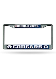 BYU Cougars Decal Chrome License Plate Frame - Silver