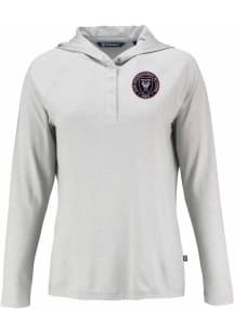 Cutter and Buck Inter Miami CF Womens Grey Coastline Eco Hooded Sweatshirt