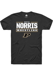 Dustin Norris Rally Mens Black Purdue Boilermakers NIL Stacked Box Player T Shirt