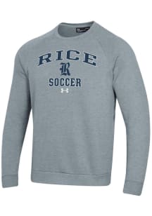 Under Armour Rice Owls Mens Grey Soccer Rival Long Sleeve Crew Sweatshirt