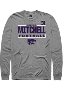 Dominic Mitchell Mens Graphite K-State Wildcats NIL Stacked Box Long Sleeve Player T Shirt