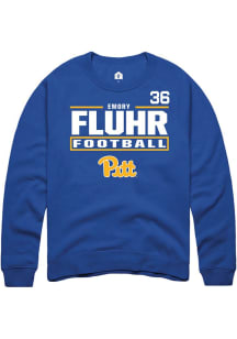 Emory Fluhr Rally Mens Blue Pitt Panthers NIL Stacked Box Player Crew