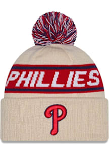New Era Philadelphia Phillies White DL Team Slogan Pom Cuff Mens Knit Hat