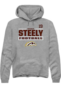 Braden Steely Rally Mens Grey Western Michigan Broncos NIL Stacked Box Player Hood