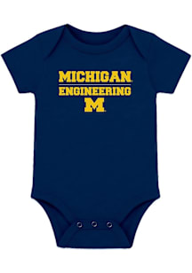 Baby Navy Blue Michigan Wolverines School of Engineering Short Sleeve One Piece