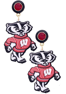 Wisconsin Badgers Resin Mascot Womens Earrings