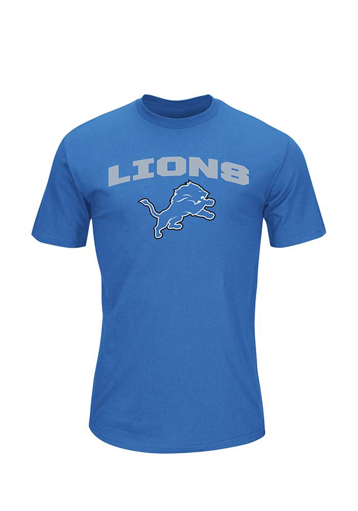 Majestic Detroit Lions Blue Line of Scrimmage Short Sleeve T Shirt