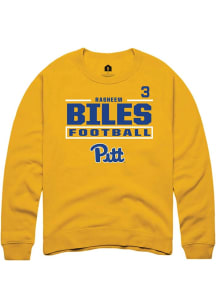 Rasheem Biles Rally Mens Gold Pitt Panthers NIL Stacked Box Player Crew