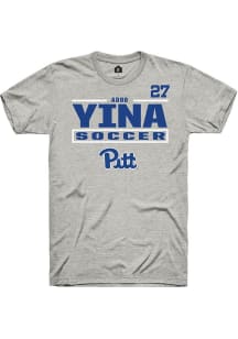 Adoo Yina Rally Mens Ash Pitt Panthers NIL Stacked Box Player T Shirt