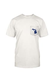 Michigan White State Flag Short Sleeve Pocket T Shirt