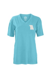 Pressbox Missouri Womens Blue Missouri Patriotic State V-Neck Short Sleeve T-Shirt