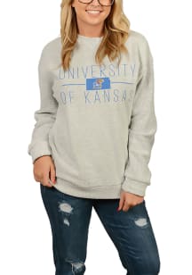 Pressbox Kansas Jayhawks Womens Oatmeal Comfy Terry Crew Sweatshirt