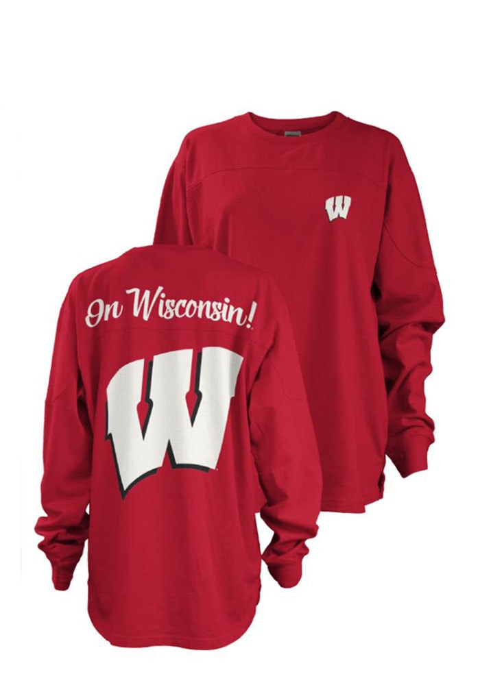 Wisconsin Badgers Womens Red Fight Song LS Tee