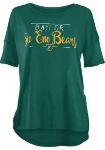 Pressbox Baylor Bears Womens Green Hip Script Short Sleeve T-Shirt