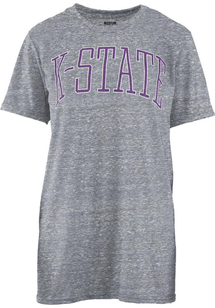 K-State Wildcats Womens Grey Bell Lap Short Sleeve Crew T-Shirt