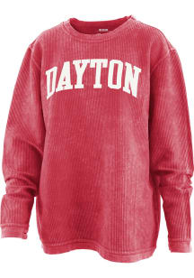 Pressbox Dayton Flyers Womens Red Comfy Cord Crew Sweatshirt