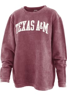 Pressbox Texas A&amp;M Aggies Womens Maroon Comfy Cord Crew Sweatshirt
