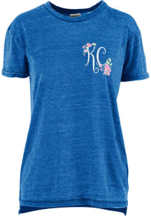 Pressbox Kansas City Womens Blue KC Florals Short Sleeve T-Shirt
