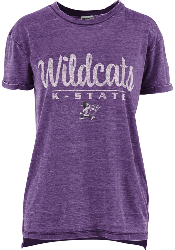 K-State Wildcats Womens Purple Cherie Vintage Boyfriend Crew Neck Short Sleeve T-Shirt