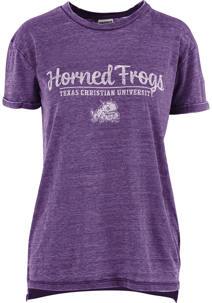 TCU Horned Frogs Womens Purple Cherie Vintage Boyfriend Crew Neck Short Sleeve T-Shirt