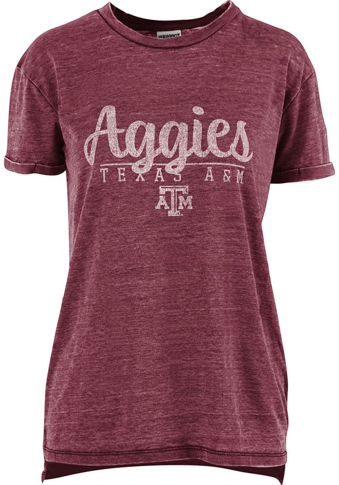 Texas A&M Aggies Womens Maroon Cherie Vintage Boyfriend Crew Neck Short Sleeve T-Shirt