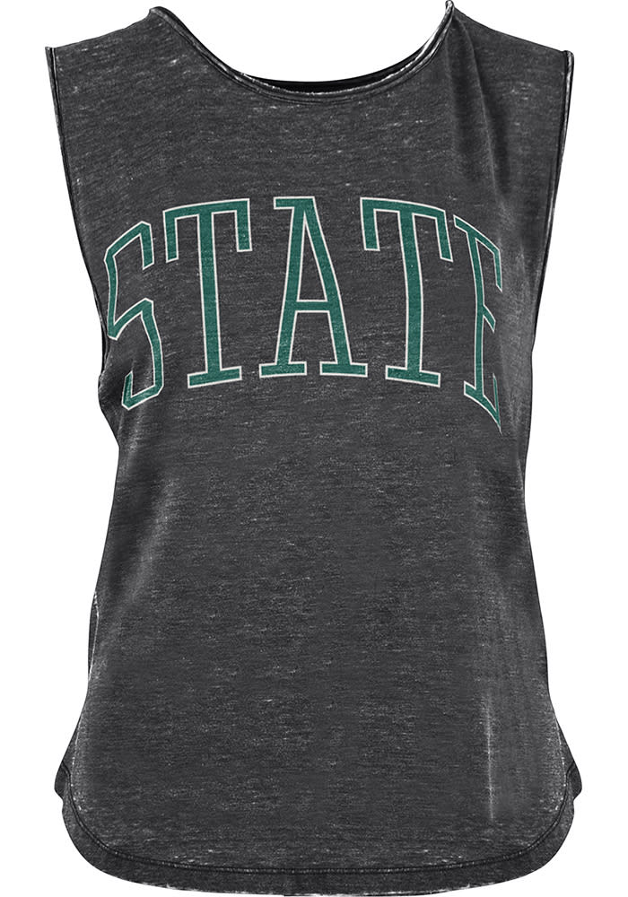 Michigan State Spartans Womens Black Bell Lap Vintage Wash Tank Top