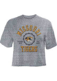 Pressbox Missouri Tigers Womens Grey Bishop Crop Crew Neck Short Sleeve T-Shirt
