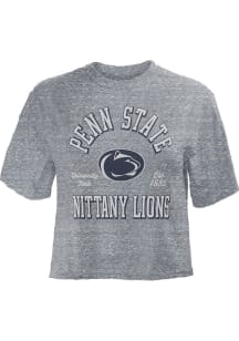 Pressbox Penn State Nittany Lions Womens Grey Bishop Crop Crew Neck Short Sleeve T-Shirt