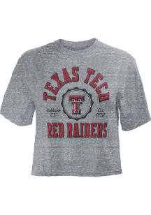 Pressbox Texas Tech Red Raiders Womens Grey Bishop Crop Crew Neck Short Sleeve T-Shirt