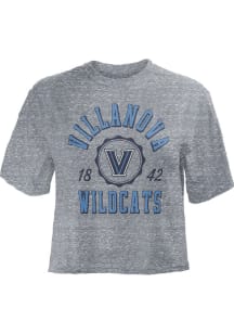 Pressbox Villanova Wildcats Womens Grey Bishop Crop Crew Neck Short Sleeve T-Shirt