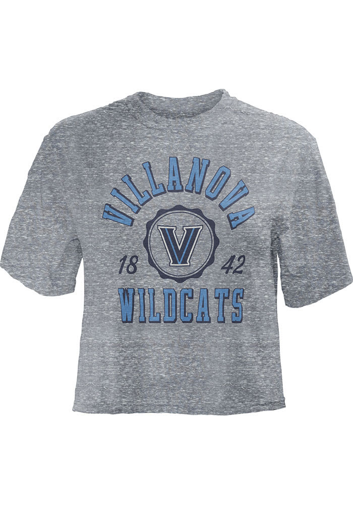 Villanova Wildcats Womens Grey Bishop Crop Crew Neck Short Sleeve T-Shirt